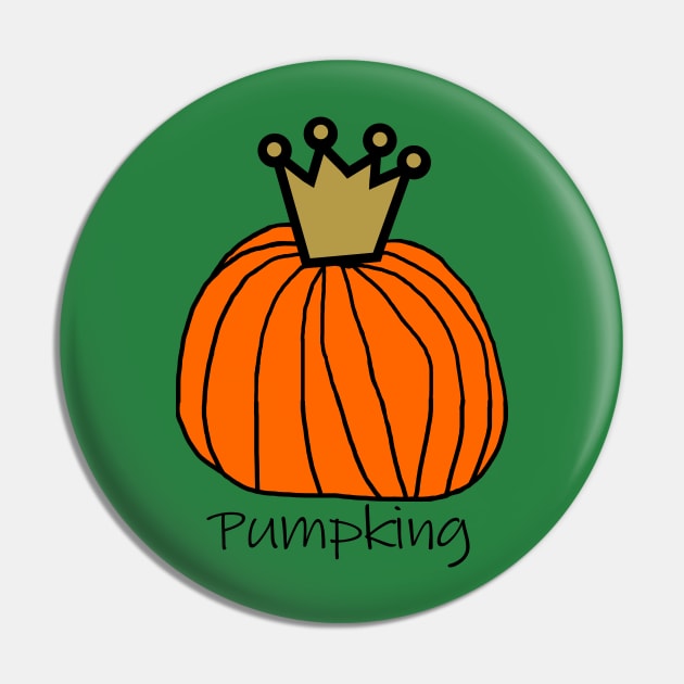 Halloween Pumpking the King Pumpkin with Crown Pin by ellenhenryart