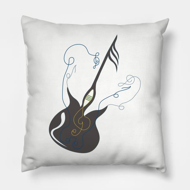 Music Guitar Design BY OverView Pillow by OverView