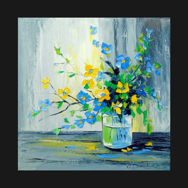 Bouquet of blue and yellow flowers by OLHADARCHUKART