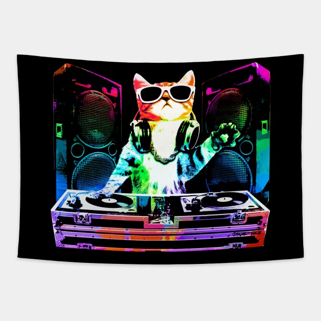 HOUSE CAT (New DJ Kitty) Tapestry by robotface