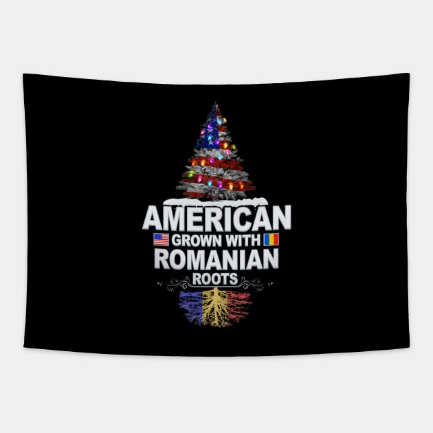 Christmas Tree  American Grown With Romanian Roots - Gift for Romanian From Romania Tapestry by Country Flags