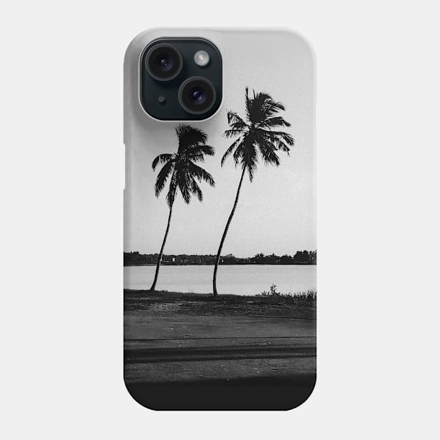 Black White Coconut Trees Phone Case by polandrich