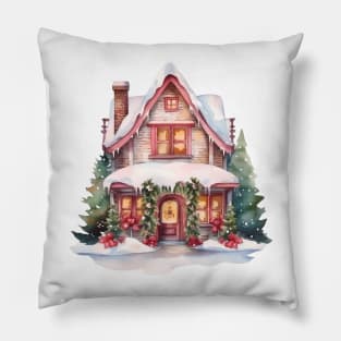 Xmas house cozy winter Pillow