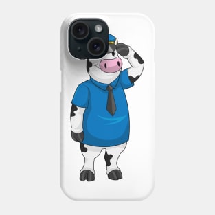 Cow as Police officer with Police hat Phone Case