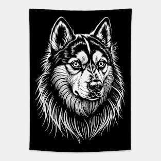 Alaskan Klee Kai Portrait /Face white on black Tapestry