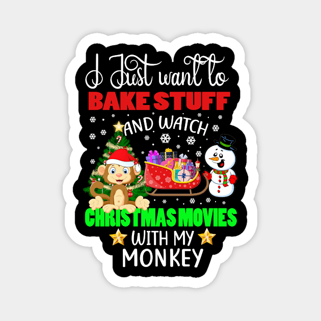 Bake Stuff And Watch Christmas Movies With My Monkey Gift Magnet by AdrianBalatee