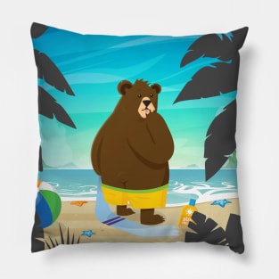 Dalston Bear on the Beach Pillow