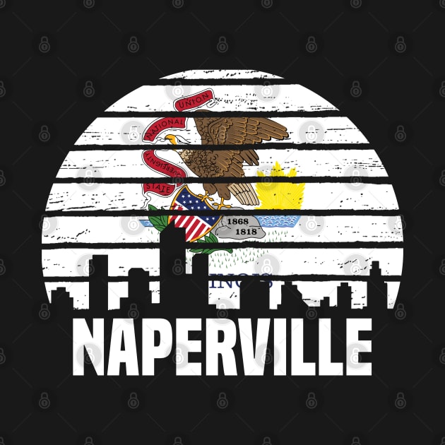 Naperville Illinois IL Group City Silhouette Flag by jkshirts