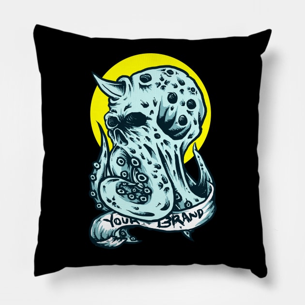 octopus skull Pillow by Candy Store