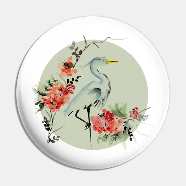 Crane Vignette Pin by MerryMakewell