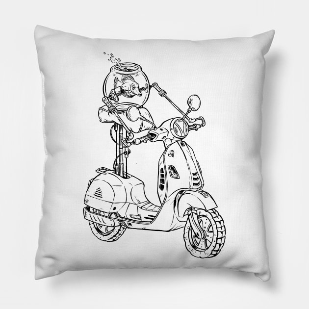 Courtney Throws Caution to the Wind Pillow by AJIllustrates