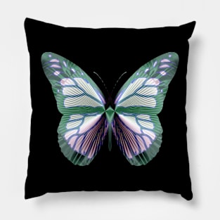 Silky Butterfly in Mint Green and White Pillow