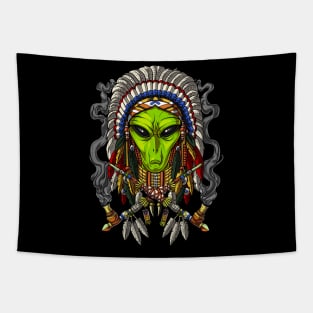 Alien Native American Chief Tapestry