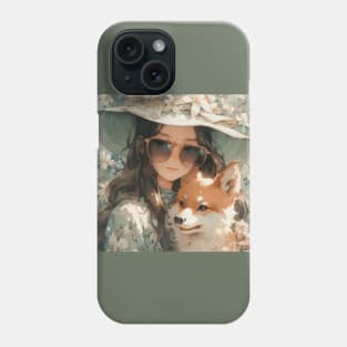 Girl sleeping with shiba inu dog Phone Case