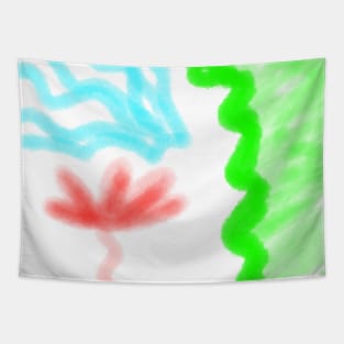 Green red orange watercolor abstract art Tapestry