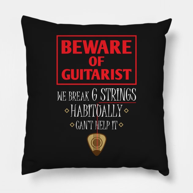 Funny Guitar Humor - Guitar Jokes Pillow by WIZECROW