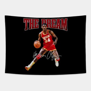 Hakeem Olajuwon The Dream Basketball Legend Signature Vintage Retro 80s 90s Bootleg Rap Style Tapestry