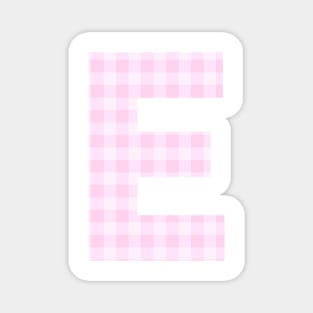 Pink Letter E in Plaid Pattern Background. Magnet