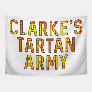 Clarke's Tartan Army, Scottish Lion Rampant Coloured Tartan, Scottish Football Slogan Tapestry