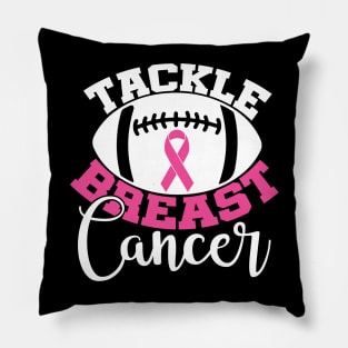 Tackle Breast Cancer Football Sport Awareness Support Pink Ribbon Pillow