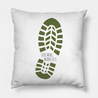 Green Hike More, Worry Less Boot Print Pillow