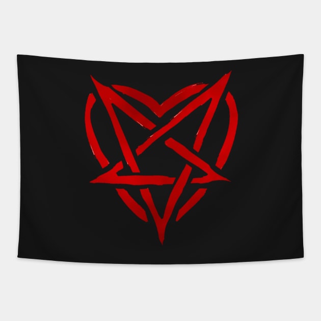 I heart Satan Tapestry by ShoppeMorbid