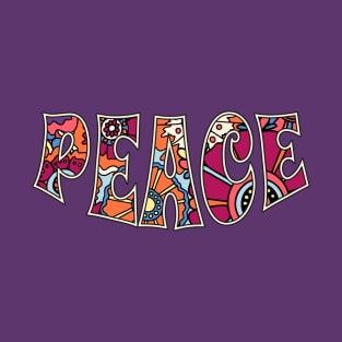 Retro Flower Power Peace Typography T-Shirt