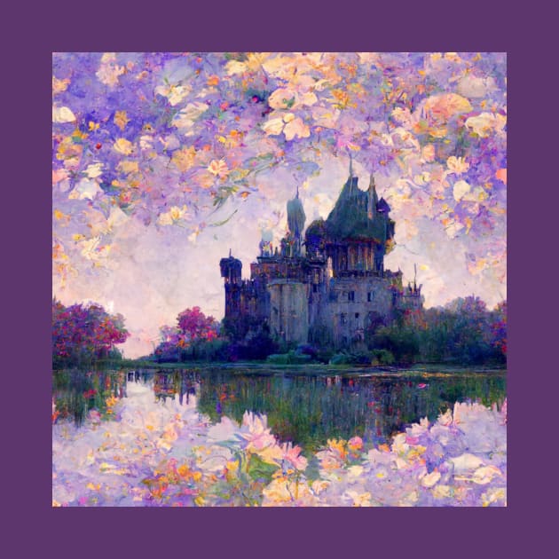 Castle Impressionism Purple Fantasy Monet Inspired by joannejgg