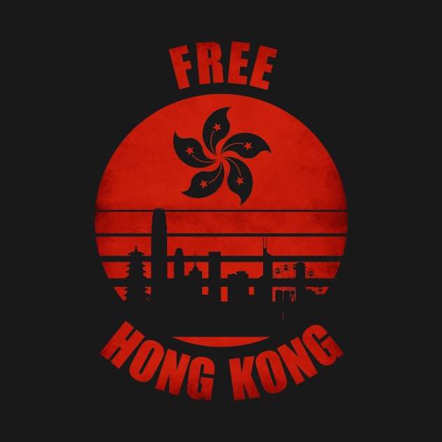 Free Hong Kong strong - vintage HK flag - Yellow umbrella movement protest by Vane22april