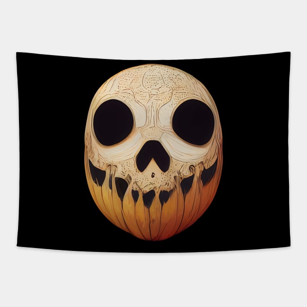 Pumpkin Skull Halloween Tapestry by MZeeDesigns