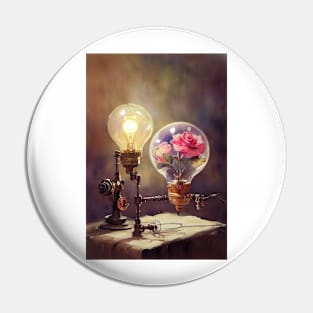 Watercolor steampunk flowers Pin