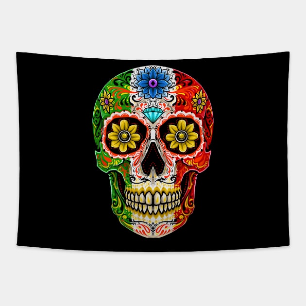 Sugar Skull Cinco de Mayo Tapestry by KAWAIITEE