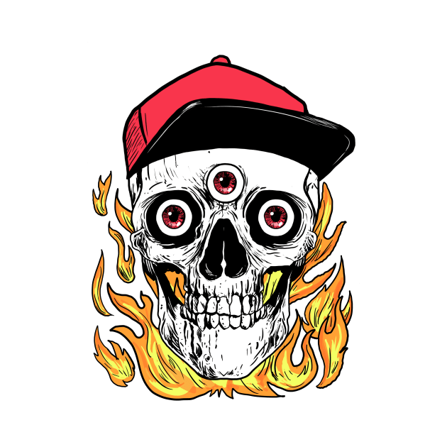 Skull on fire by Clipperton