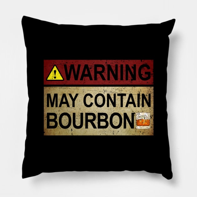 Warning May Contain Bourbon Gift Bourbon Fan Pillow by cobiepacior