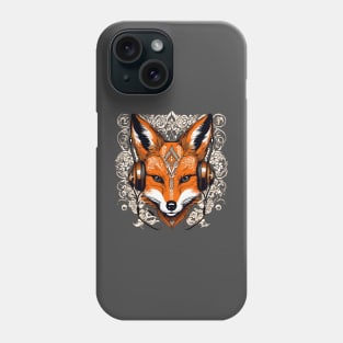 Fox headphones music design Phone Case