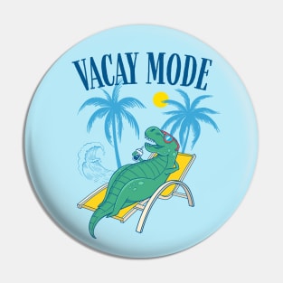 Vacay Mode Kids with T-rex Dinosaur for Summer Family Vacation & Cruise Pin