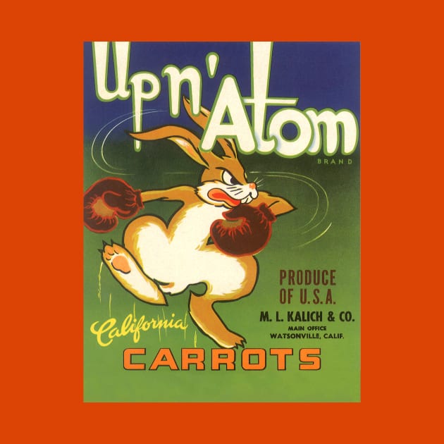 Vintage Up n' Atom Carrots Fruit Crate Label by MasterpieceCafe