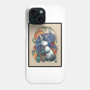 The Rabbit & Raven - Black Outlined Version Phone Case