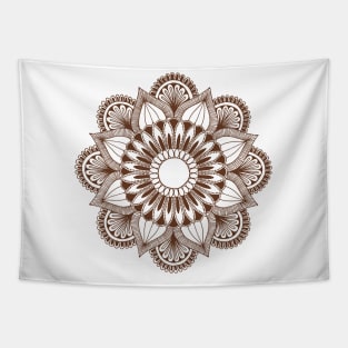 Flower Mandala (brown on white) Tapestry