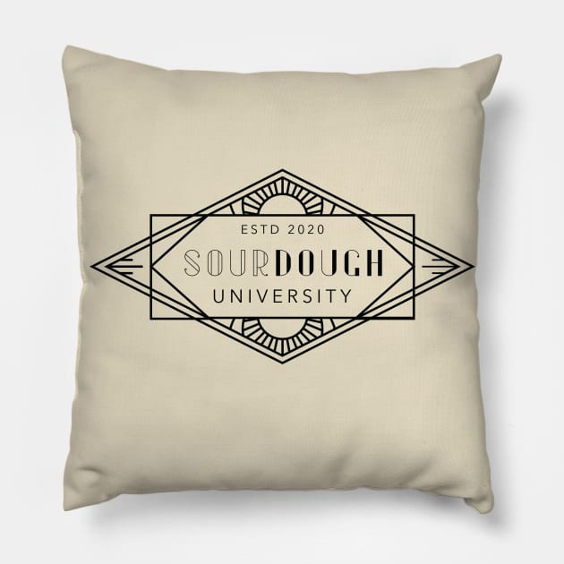 Sourdough University logo - Established 2020 (black text) Pillow by Ofeefee