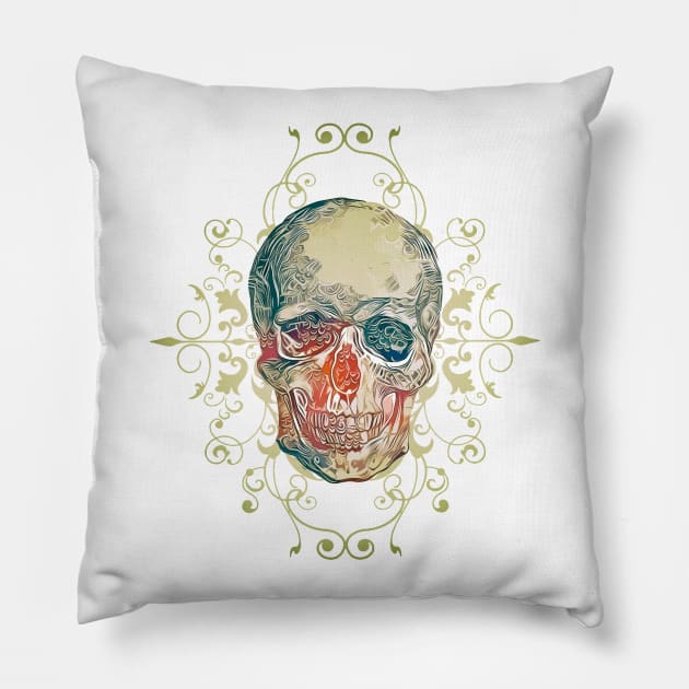 Floral skull Pillow by VBleshka