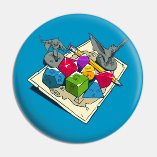 Tabletop RPG - Dice And Minatures Pin