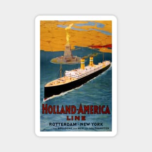 Vintage Travel Poster USA Holland America Line Magnet