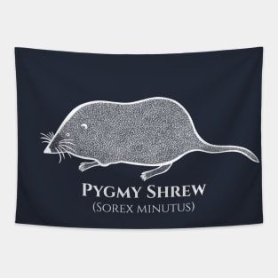 Pygmy Shrew with Common and Latin Names - animal drawing Tapestry