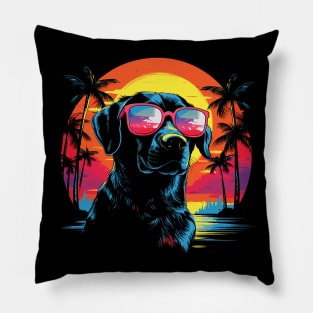 Retro Wave Labrador Dog Shirt Pillow