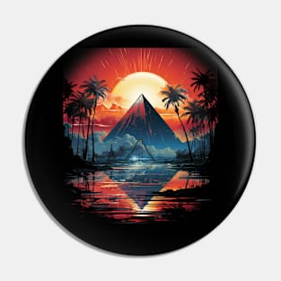 Synthwave Inspired Triangle Sunrise Palm Tree Silhouette Pin