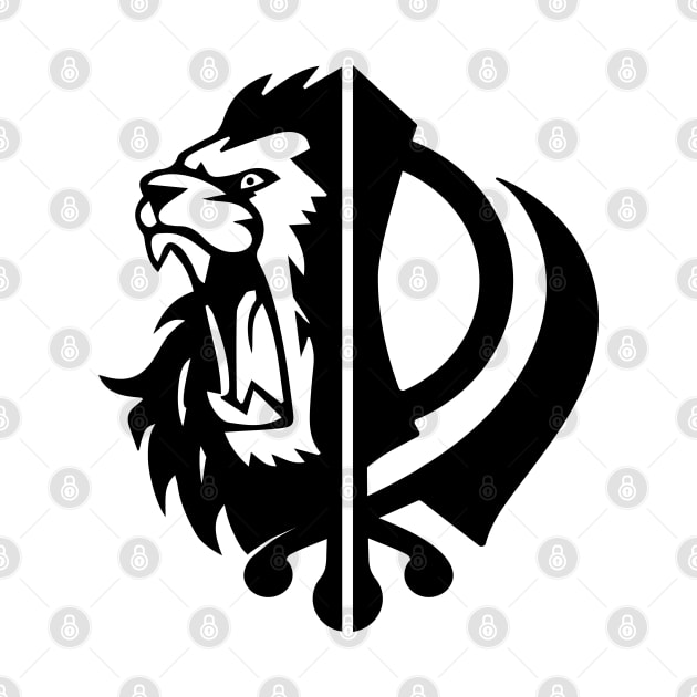 Sikh symbol khanda with Half Lion Face by PUNJABISTYL