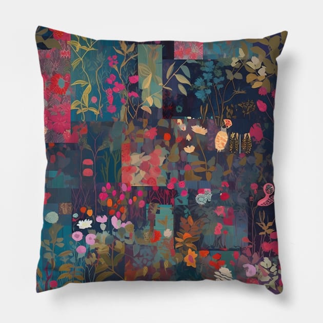 Patchwork Garden Pillow by Abstraktee