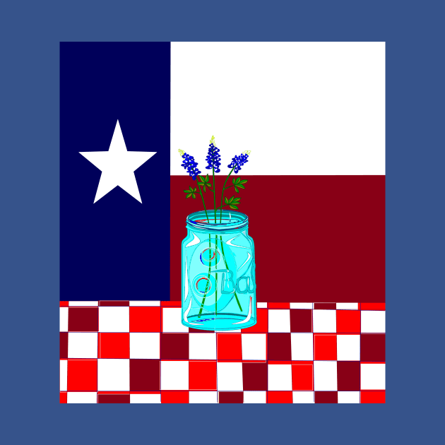 Texas State Flower and Texas Flag Vintage by YudyisJudy