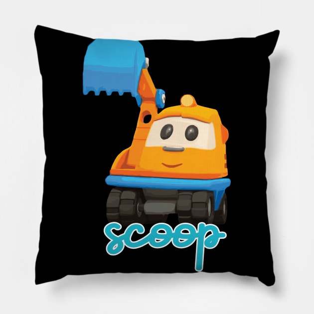 Leo the Truck - Excavator Scoop Pillow by cowtown_cowboy